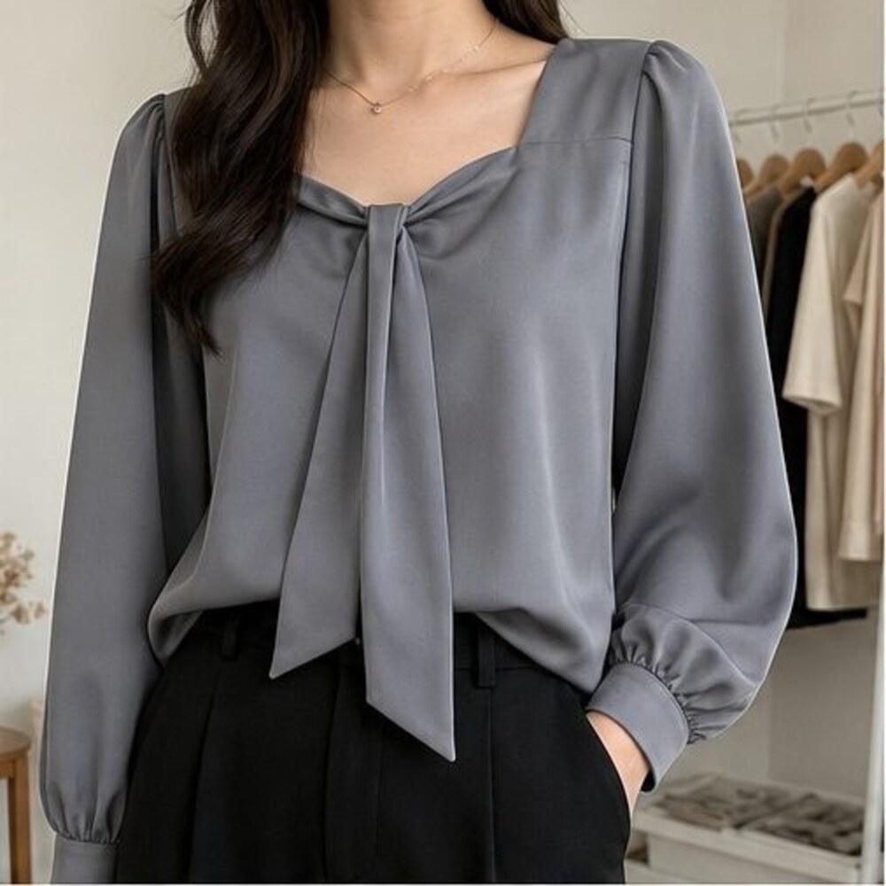 Gray Button Blouse - Picture 2 of 6